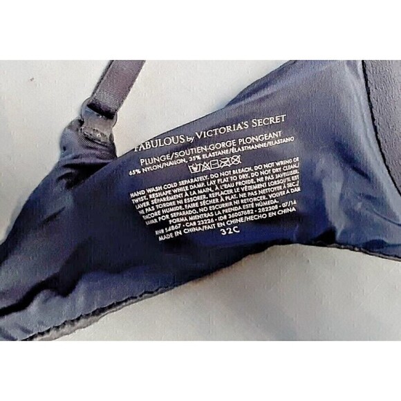 Victoria's Secret Fabulous Plunge Padded Underwire Push Up Bra Size 32C Blue - Picture 10 of 10